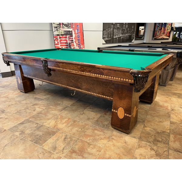 Incredibly rare antique 9 foot Brunswick Billiards Medalist pool table made between 1926 and 1928. Manufactured in very limited quantities for only two years just before the great Depression of 1930. This table design is often said to be one of the most c