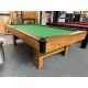 Used Brunswick Bristol 8 foot pool table made with natural quarried 3/4 inch slate Code : TABLE448BRU, Green Championship Invitational Teflon protected billiard cloth,
Brown simulated wood Melamine surface and inset pockets. 
Includes a one year warrant